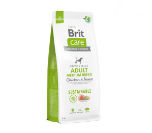 Brit Care Sustainable Adult Medium Breed Chicken&Insect sausas pašaras šunims su vištiena ir vabzdžiais 12 kg