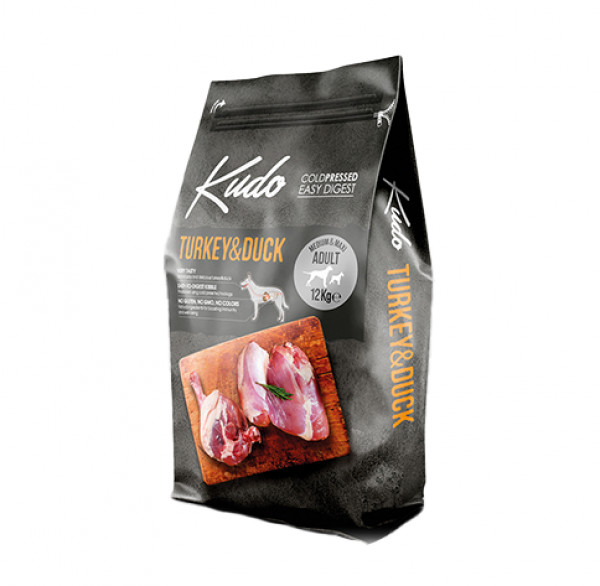 Kudo Turkey&Duck Medium Maxi Adult sausā suņu barība 12 kg
