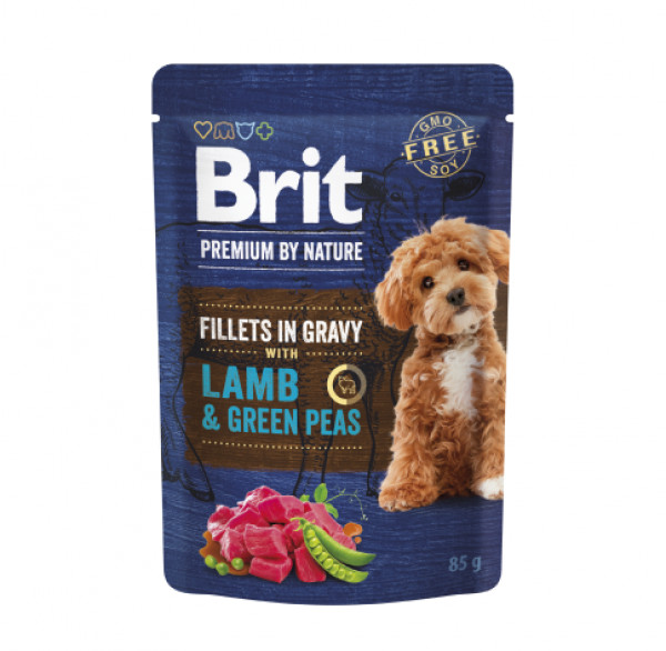 Brit Premium by Nature konservuotas pašaras šunims maiš. Lamb&Green Peas in Gravy 85 g