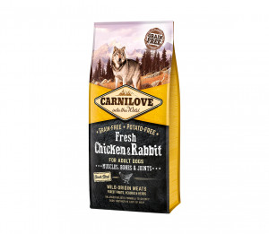Teraviljavaba koerte kuivtoit Carnilove Fresh Chicken&Rabbit täiskasvanutele kana ja küülikuga 12 kg