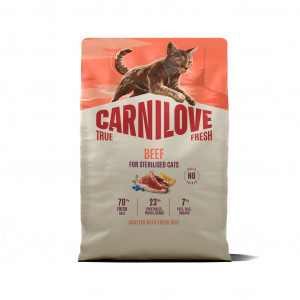 CARNILOVE TRUE FRESH Cat Dry Beef Adult Cat Sterilised sausas maistas katėms 2 kg