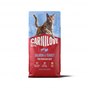 CARNILOVE ACTIVE Cat Salmon & Turkey Sterilised sausas pašaras katėms 6 kg
