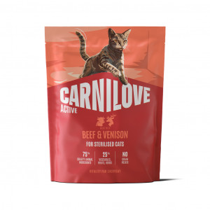 CARNILOVE ACTIVE Cat Beef & Venison Sterilised sausas pašaras katėms 400 g