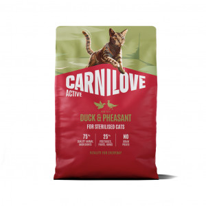 CARNILOVE ACTIVE Cat Duck & Pheasant Sterilised sausas pašaras katėms 2 kg