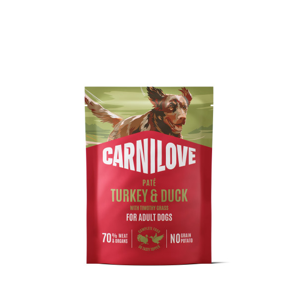 CARNILOVE Paté Turkey & Duck with Timothy Grass konservuotas pašaras šunims 300 g