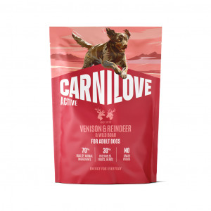 CARNILOVE ACTIVE Dog Dry Venison & Reindeer & Wild Boar sausas pašaras šunims 1,5 kg
