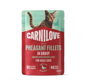 CARNILOVE Gravy rich in Pheasant enriched with Raspberry Leaves konservuotas pašaras katėms 85 g