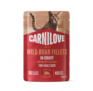 CARNILOVE Gravy rich in Wild Boar enriched with Chamomile konservuotas pašaras katėms 85 g
