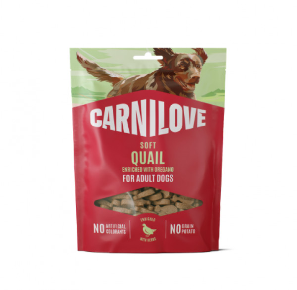 CARNILOVE Soft Snack Quail enriched with Oregano skanėstai šunims 200 g