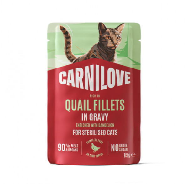 CARNILOVE Gravy rich in Quail enriched with Dandelion konservēta barība kaķiem 85 g