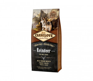 Sausā barība bez graudaugiem Carnilove Reindeer pieaugušajiem suņiem, ar brieža gaļu 1.5 kg