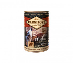 Konservi Carnilove Wild Meat Lamb&Wild Boar ar jēra un mežacūkas gaļu suņiem 400 g