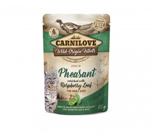 Carnilove Pheasant Raspberry Leaves konservid kassidele faasaniliha ja vaarikalehtedega 85 g